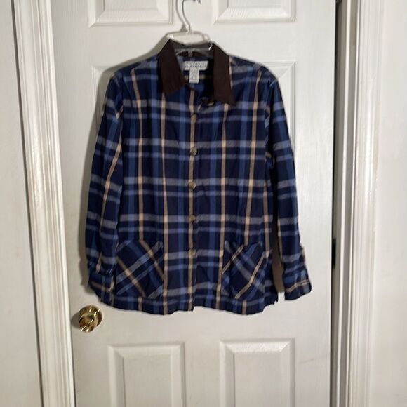Dress  Barn Blue and Gray Plaid Shirt - Picture 1 of 4